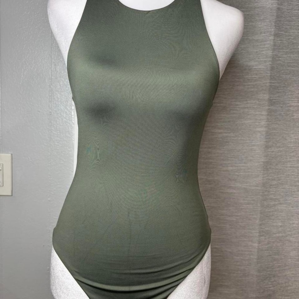 Green mesh racerback tank top